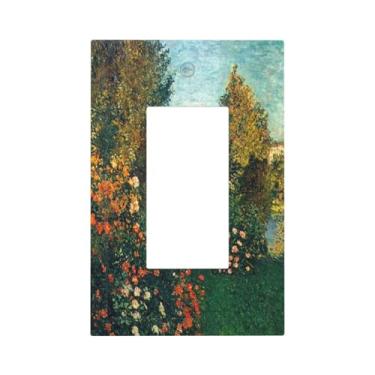 Imagem de Placa de parede com padrão de rosas de jardim, interruptor de parede, painel decorativo, placa elétrica adequada para banheiro, cozinha, sala de estar, quarto