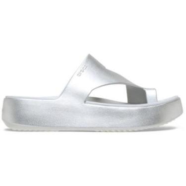 Imagem de Sandália Crocs Getaway Metallic Platform Toe Loop SILVER-Feminino