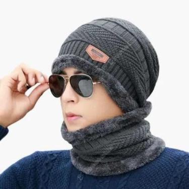 Imagem de 1 Kit Touca De Frio Gorro Forrada E Com Cachecol Gola De Lã - Na moda