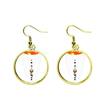 Imagem de Brinco feminino Planetary System Sun Combination Ear Dangle Golden Drop, Metal