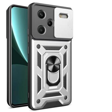 Imagem de Kukoufey Capa compatível com Xiaomi Redmi Note 13 Pro+ 5G, com capa de lente de câmera deslizante compatível com Xiaomi Redmi Note 13 Pro+ 5G 23090RA98C 23090RA98G 23090RA98I capa prata
