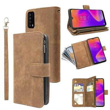 Imagem de Compatível com TCL Stylus 5G 2022 carteira com alça de pulso e suporte de cartão de crédito flip de couro vintage premium acessórios para celular TLC Stylo G5 6.81 T779W feminino masculino marrom