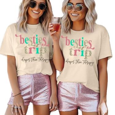 Imagem de Besties Trip Shirt for Women Girls Cruise Shirt Best Friends Shirts Girls Squad Camiseta de férias de verão, Creme, GG