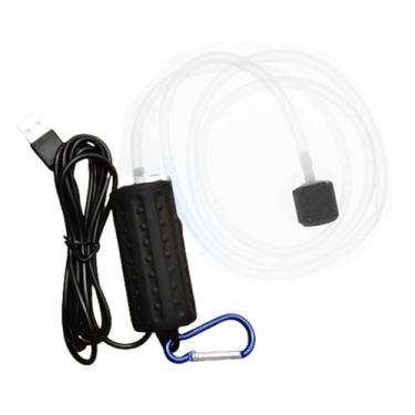 Imagem de Bomba de ar USB para tanque de peixes, bomba de ar para aquário, mini mangueira silenciosa para infláveis, movimento de cobre silencioso para pesca ao ar livre (7 x 3 cm, preto)