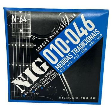 Imagem de Cordas Guitarra Profissional Nig 10-46 + palheta + corda extra E (mi) 