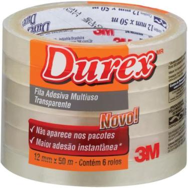 Imagem de Fita Adesiva Transparente Durex 12MM X 50M - Pacote com 6 Unidades - 3