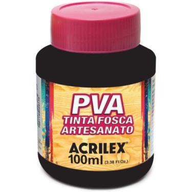 Imagem de Tinta PVA Fosca para Artesanato 100ML Preto - Pacote com 6 - Acrilex