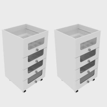 Imagem de Kit 2 Gaveteiros Carrinho de Maquiagem 4 Gavetas Pe2009