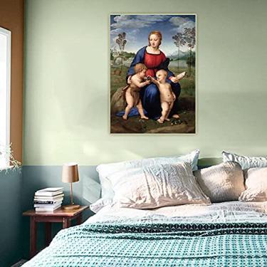 Imagem de Madonna del Cardellino. Raffaello Santi. Reprodução famosa de arte de parede em tela. Pôster para decoração de parede - 60 x 85 cm sem moldura