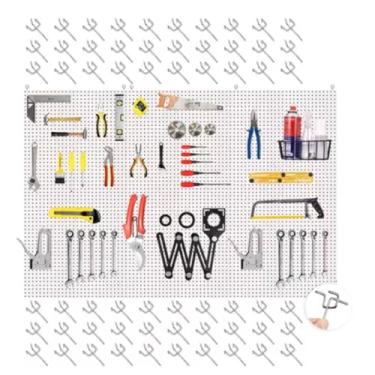 Imagem de Painel Organizador Ferramentas Pegboard Eucatex 106x180cm + 60 Ganchos