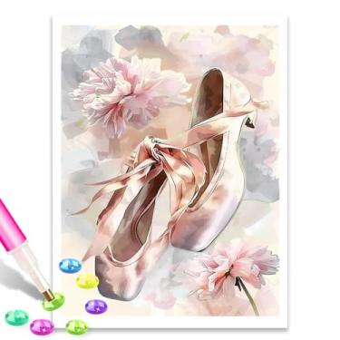 Imagem de MOER SKY Pintura de diamante para adultos 5D aquarela sapatilhas de balé kit de arte de diamante de broca completa DIY The Ballet Shoes conjunto de pintura de pedras preciosas quarto sala de estar