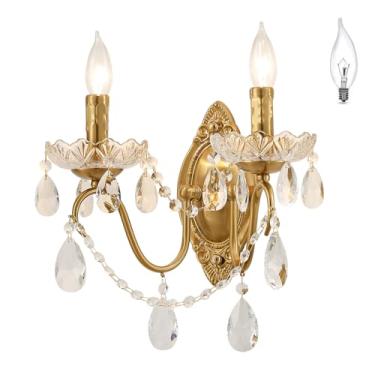 Imagem de Ondersley Arandela De Cristal, Arandelas Douradas, Luminária De Parede Dourada, Para Sala De Estar, Quarto, Banheiro, Penteadeira