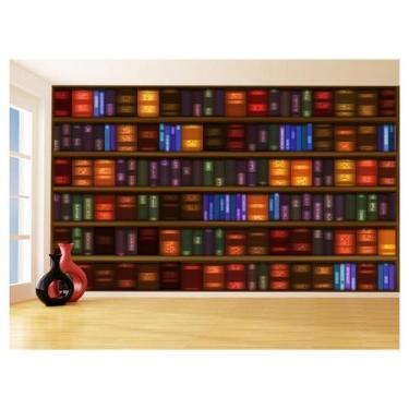 Imagem de Papel De Parede 3D Estante De Livros Desenhados 3,5M Est14 - Você Deco