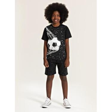 Imagem de Conjunto Verão Menino Preto Camiseta e Bermuda Bola no Gol - Molekada,