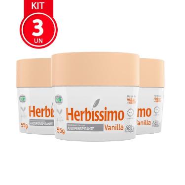 Imagem de Kit 3 Unidades Desodorante Creme Herbíssimo Vanilla 55G