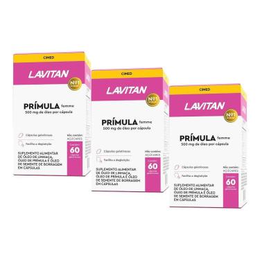 Imagem de Kit Com 3 Unidades Lavitan Prímula Femme Com 60 Cápsulas