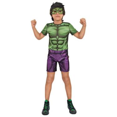 Imagem de Fantasia do Hulk Infantil Curta com Máscara Licenciada Roupa do Hulk R