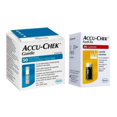 Imagem de Kit 50 Tiras Reagentes Accu-Chek Guide + 24 Lancetas Accu-Chek Fastclix