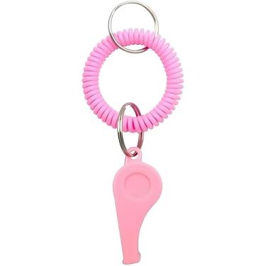 Imagem de Gryshanyun Apito esportivo rosa com alça de pulso ajustável - Som de alta frequência para treinadores, árbitros e esportes de equipe, apito de emergência de plástico durável para futebol, beisebol e