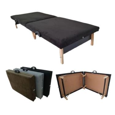 Imagem de Base Cama Box Solteiro Dobrável Portátil 3 em 1: Cama, Colchão e Cadeira Espreguiçadeira, Conjugada para Viagem, Camping, Hóspedes, Suporta 230kg(Preto)
