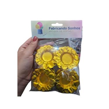 Imagem de Forminhas para Doces Tema Margarida Dourado — Decoração de Festa Infantil, Lembrancinha, Mesa de Doces Personalizada — Kit com 40 unidades