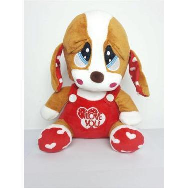 Imagem de Cachorro Declarante Amoroso Marrom de Pelúcia 26 cm - B3991-26 - Tuka 