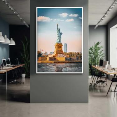Imagem de Quadro com Moldura Estátua da Liberdade Nova York Decorativo Grande Sala Quarto Hall