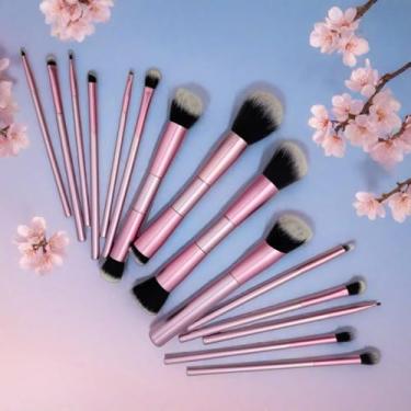 Imagem de Conjunto de pincéis de maquiagem profissional de 15 peças | Cerdas macias para pó, blush, base, sombra, corretivo e sobrancelhas, kit completo de pincéis cosméticos 9