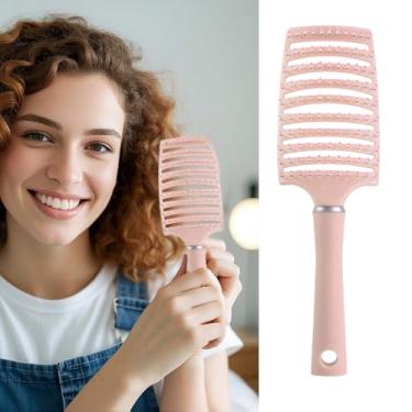 Imagem de Pente de dentes largos para cabelos grossos e encaracolados - pente curvado para cabelos molhados e secos, pente para uso profissional