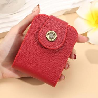 Imagem de Estojo de batom com suporte de brilho labial espelhado organizador de cosméticos bolsa de maquiagem, Vermelho