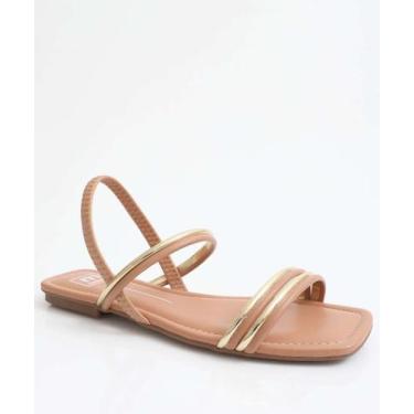 Imagem de Sandália Feminina Rasteira Metalizada Moleca Bege-34108, 36, Bege, Dou