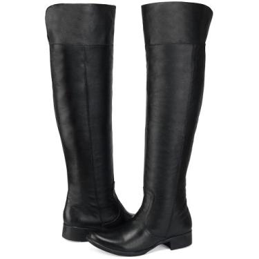 Imagem de Botas Femininas Montaria Couro Cano Longo Over The Knee Rasteira - Cla