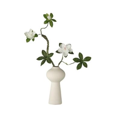 Imagem de Decoração de sala de estar de festa simulação de azaléia arranjo de flores falsas vaso de cerâmica branco jardim