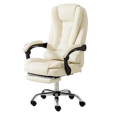 Imagem de Cadeiras de mesa reclináveis executivas cadeira de mesa reclinável com encosto alto design ergonômico PU cadeira de computador suporte lombar apoio de pé telescópico peso de rolamento 150 kg (cor