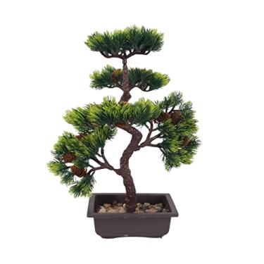 Imagem de Mesa de alta qualidade simulação de pinheiro acolhedor bonsai verde plantas em vaso conjunto de flores falsas decoração de casa decoração de casa