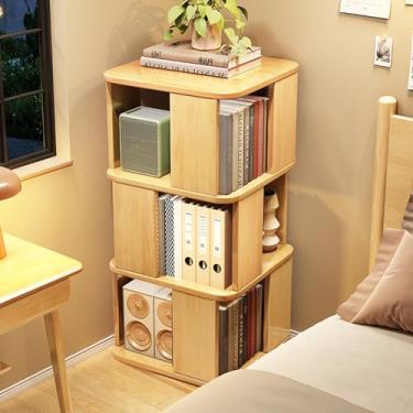 Imagem de Torre de estante giratória moderna, suporte de exibição giratório de 360 graus, organizador de prateleira de livros de canto de madeira para espaços pequenos, quarto, sala de estar - 3 níveis 39,9 cm