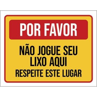 Imagem de Kit 5 Placas De Por Favor Não Jogue Lixo 27X35 - Sinalizo