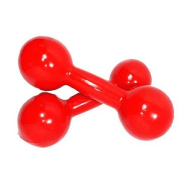 Imagem de Par de Halteres 2kg Emborrachados Vermelho para Musculação Treino em C