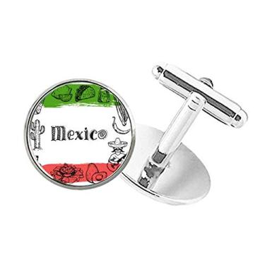 Imagem de DIYthinker Abotoaduras Mexico Cuisine para esboço de cacto com botão redondo