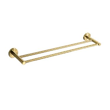 Imagem de Acessórios de Ferragens para Banheiro Cinza Dourado Escovado Gancho de Toalheiro Barra de Toalheiro Anel Suporte de Lenço de Papel Prateleira Suporte de escova de dentes, barra de toalha B Dourado