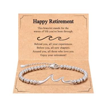 Imagem de Tarsus Melhor presente de aposentadoria para mulheres, pulseira de onda para aposentadoria, ideias de presentes de despedida aposentados, average, Sem Pedra Preciosa