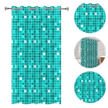 Imagem de Cortina De Box Banheiro Lavável Pvc Antimofo Grossa Estampa Pastilhas 