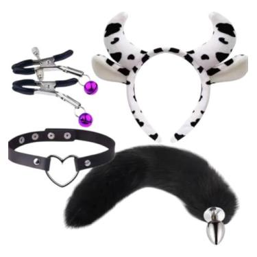 Imagem de Plug Anal Cauda Kit Fantasia Luxo  Com Grampo, Colar e Tiara - LHB