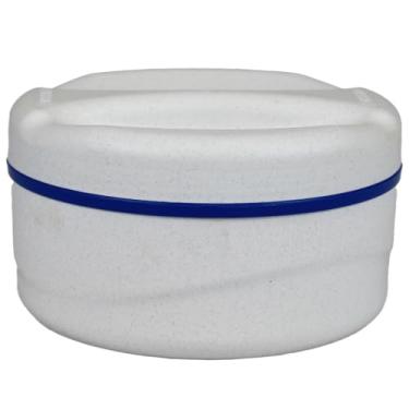 Imagem de Marmita Termica 1 Litro com Tampa de Rosca, Quente e Frio barata Custo Benefício, mantem o alimento (Creme/Azul)