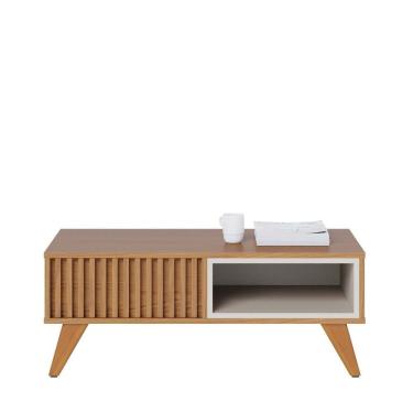 Imagem de Mesa De Centro Retangular 1 Nicho Jeri Freijó / Off White Matte