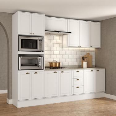 Imagem de Armário de Cozinha Completa C Balcão Milla Bloom 3 Portas MDF 270 cm Branco com Puxador...
