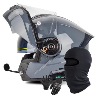 Imagem de Capacete Modular Dobrável Capacete De Motocicleta Integral Com Viseira Dupla Dot/Ece Aprovado Motocicleta Capacete Integrado Capacete De Scooter Capacete De Motocross Para Mu, J, M/57-58CM