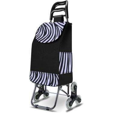 Imagem de Carrinho De Compras Dobrável Em 6 Rodas, Carrinho De Compras De Subir Escadas, Carrinho De Supermercado, Black