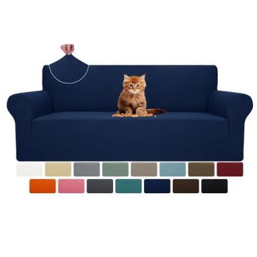 Imagem de Capa de sofá MAXIJIN Super Stretch para sofá de 3 almofadas azul marin