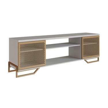 Imagem de Rack Industrial Grille 2 Portas Arenas e Dourado 183 cm